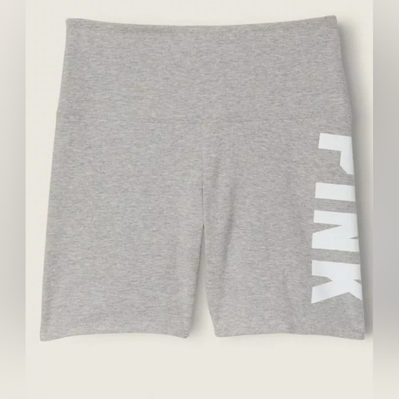 VS Pink Cotton High Waist Bike Shorts Sz Large NWT Grey w/ White Logo - Picture 4 of 4